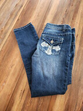 Womens Embellished Miss Jeaniest Blue Jeans Size 10